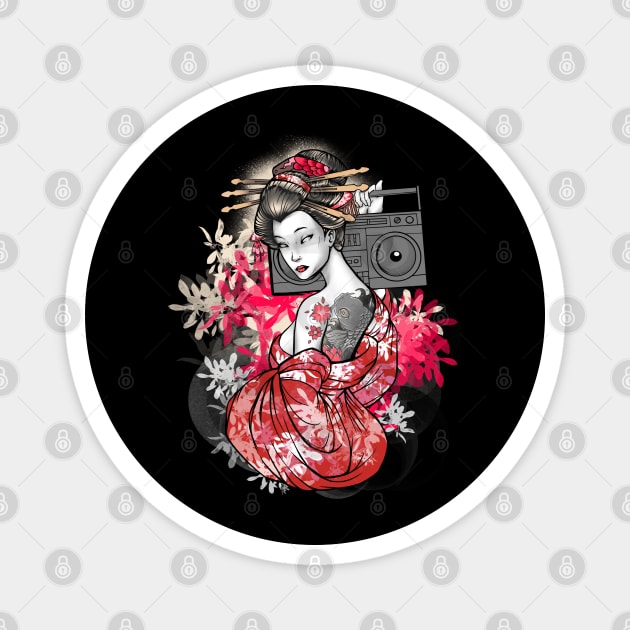 GEISHA BOOMBOX BLOOM Magnet by Basic Lee